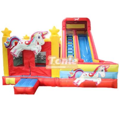 red unicorn bouncy castle inflatable bouncer slide combo for sale