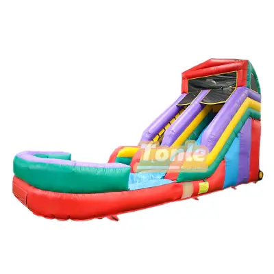 Custom Commercial Classic Rainbow Colors Inflatable Water Slide
