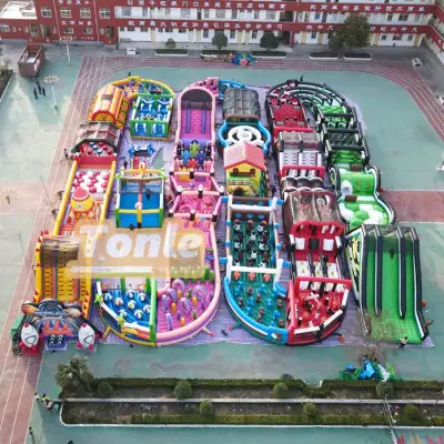 166*133ft large inflatable multi-event continuous obstacle course