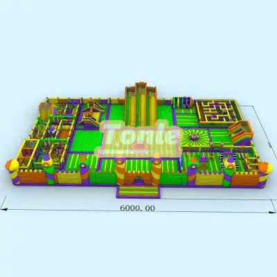 Customized 200FT large children's adult inflatable playground with multiple obstacles inflatable jumping castle