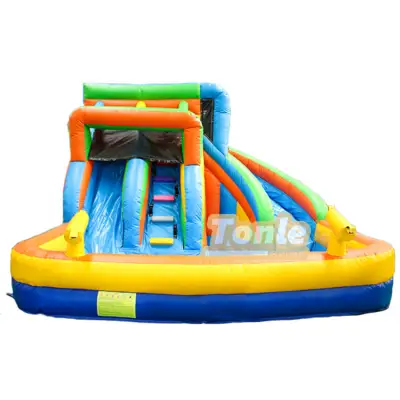 Factory custom inflatable pool water slide with water gun for kids