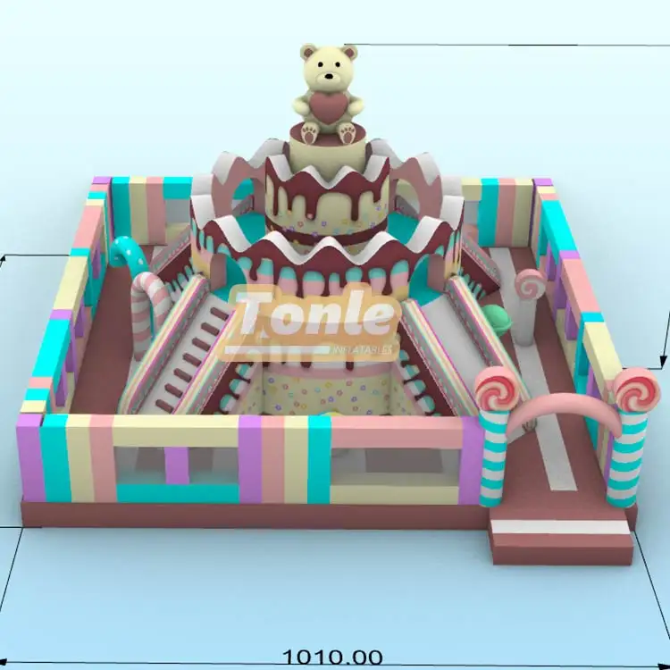 Custom Fantasy Large Cake Bear Inflatable Children's Playground Bouncy Castle — photo 1