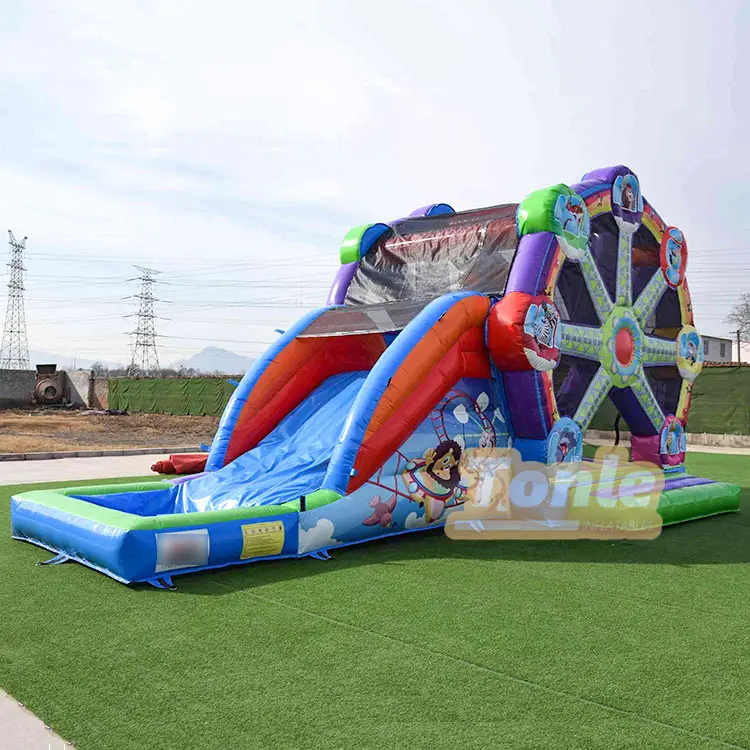 inflatable ferris wheel bounce house jump castle with water slide combo for sale — photo 1
