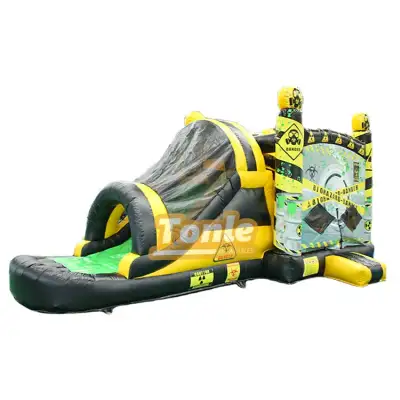 Toxic nuclear radiation theme inflatable bounce house slide combination