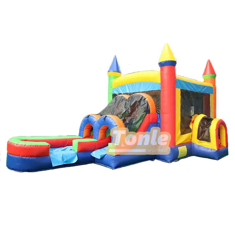 Inflatable single slide water slide bounce house combo — photo 1