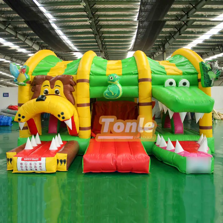 Crocodile Lion Jungle Theme Bouncy Castle — photo 1