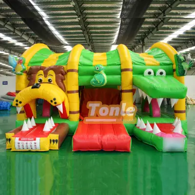 Crocodile Lion Jungle Theme Bouncy Castle