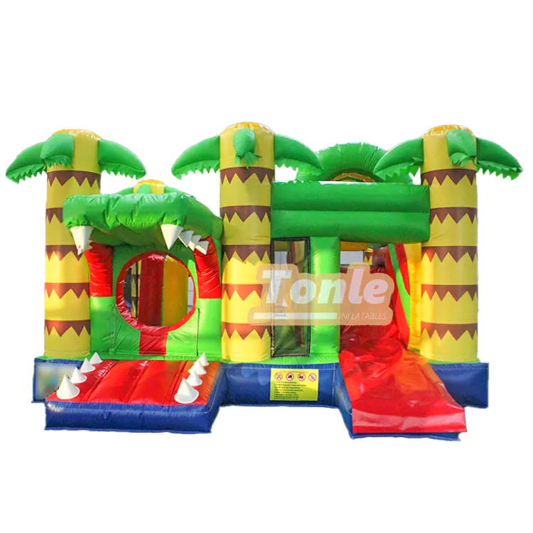 kid's tropical crocodile theme bouncy castle combo — photo 1