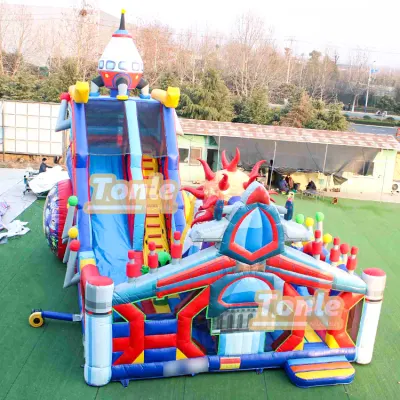 Customized large commercial spaceship theme inflatable fun city