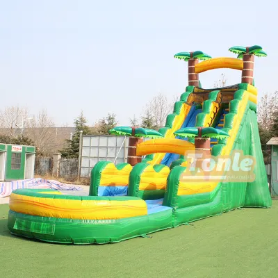 25ft Tropical Palm Tree Theme Inflatable Water Slide For Sale