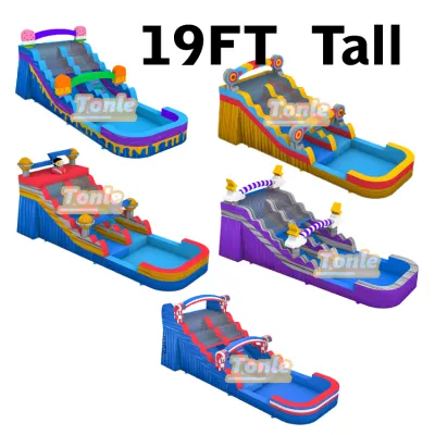 new design 19ft out door inflatable water slide with pool for sale
