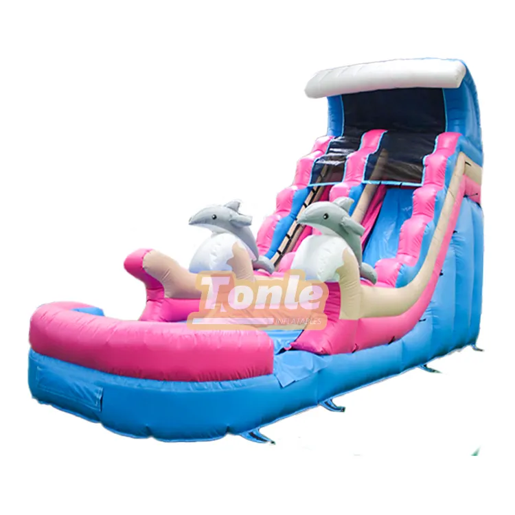 Dolphin Wave Theme Commercial Inflatable Water Slide For Sale — photo 1
