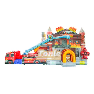 Tropical tree inflatable bouncer water slide combo