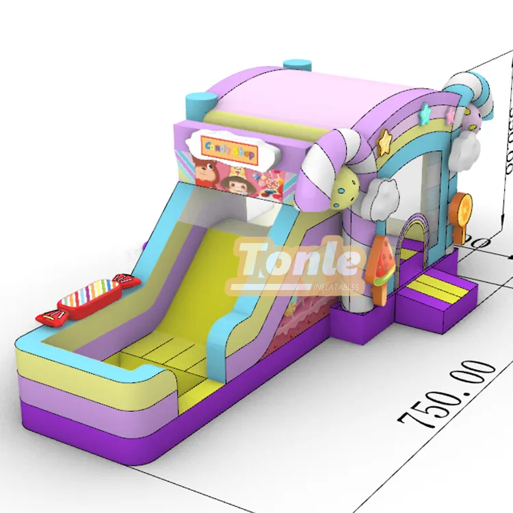 Candy theme inflatable bounce house water slide combo — photo 1