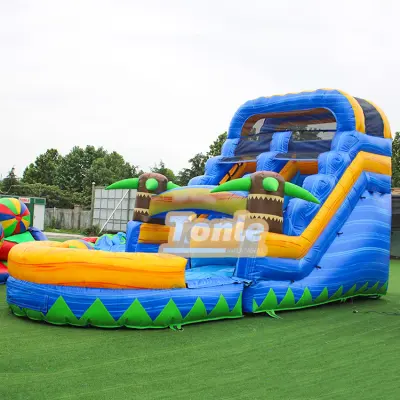 13ft Palm tree marble water inflatable slide
