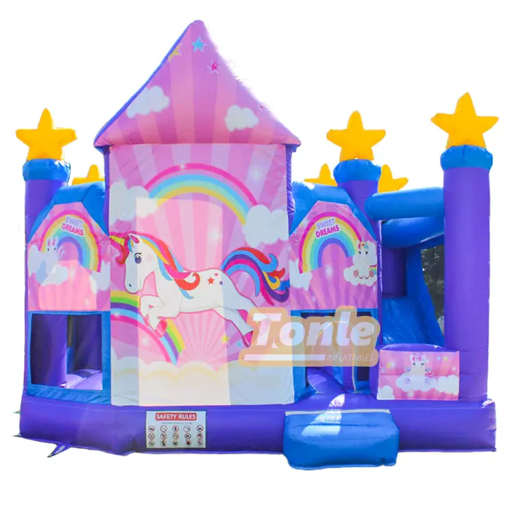 Unicorn inflatable jumper bounce house slide combo — photo 1