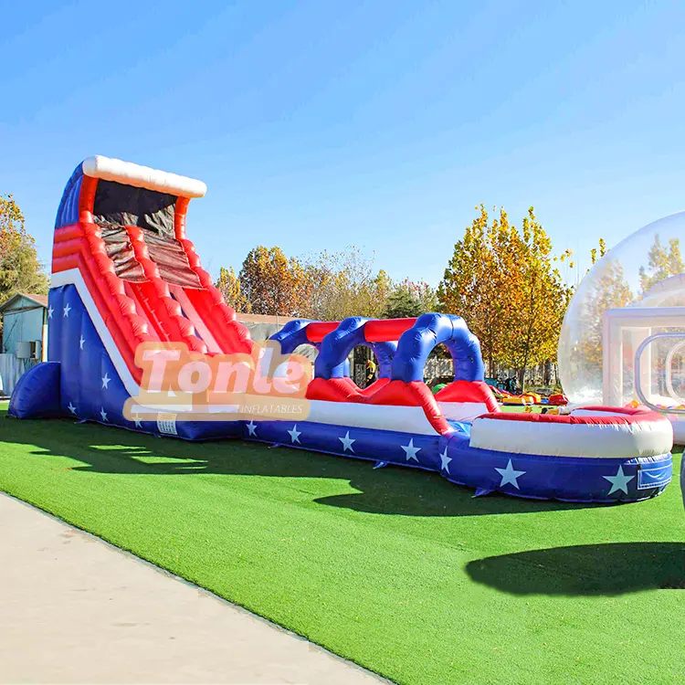 20ft American Stars Stripes Slide with Slip N Slide and Splash Pool — photo 1