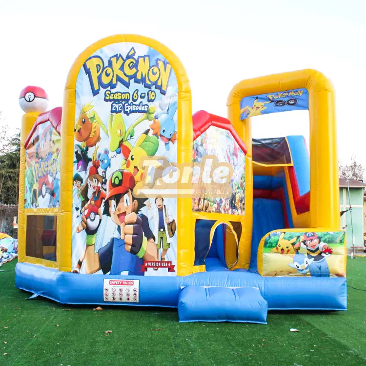 Pikachu inflatable bouncing castle slide combon — photo 1