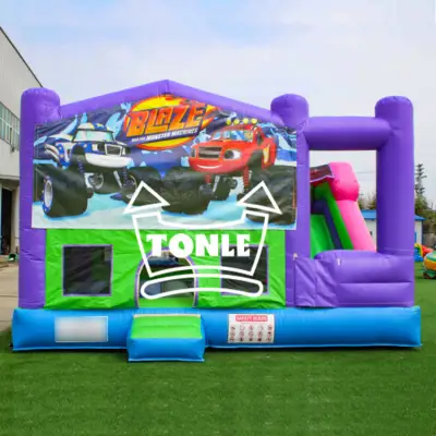 Monster truck race car Bounce House slide combo