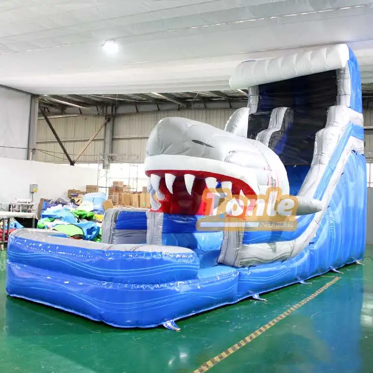 wholesal blue shark inflatable water slide — photo 1