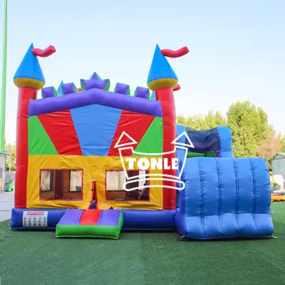 Classic rainbow inflatable bounce slide combo