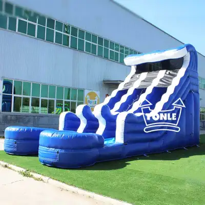 Wholesale Commercial Inflatable Water Slide blue wave slide