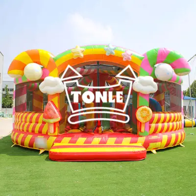 sweet candy inflatable bounce house combo toddler town