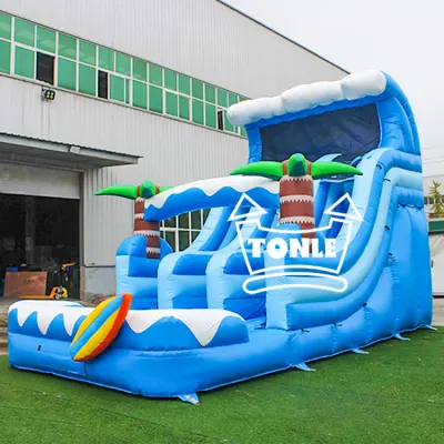 Cost-effective summer wave theme inflatable water slide for sale