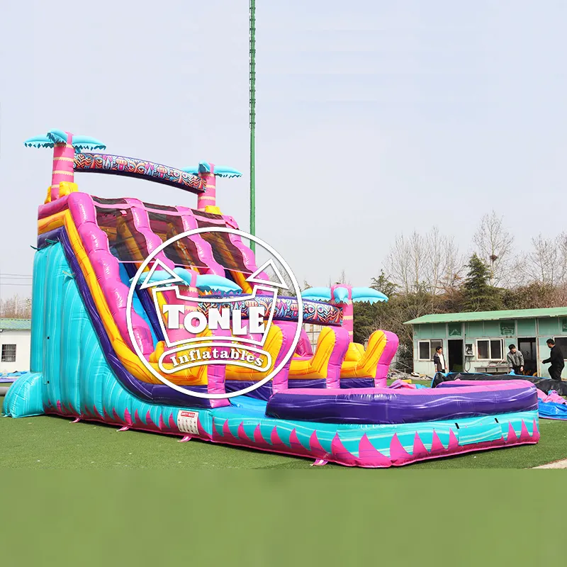 China Factory 18FT Inflatable Teal Rippling Rush Dual Lane water slide for sale — photo 1