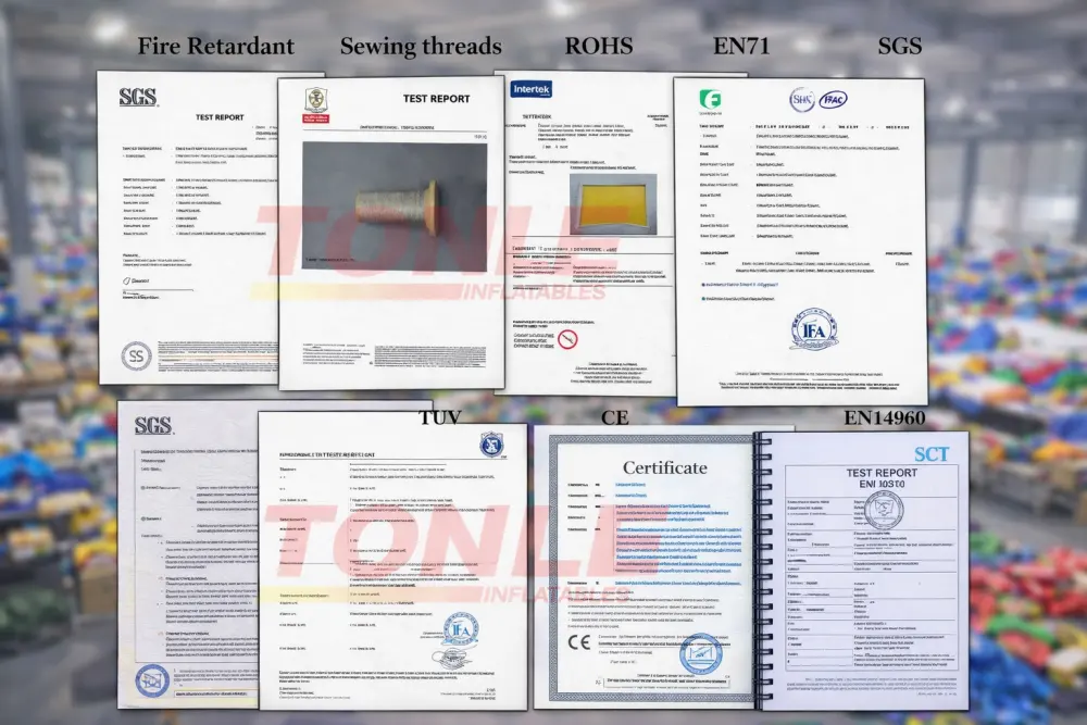 TONLE certification documents: CE, EN14960, SGS, TUV, EN71, ROHS
