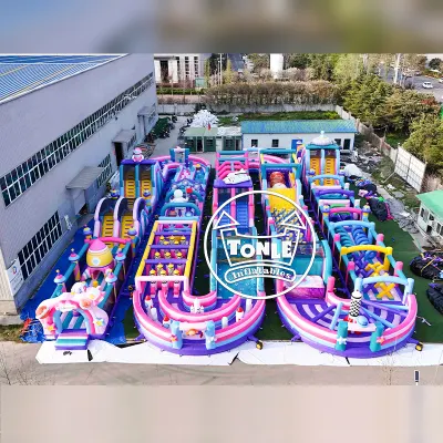 Large Commercial Inflatable Obstacle Course Park Outdoor Inflatable Park Equipment