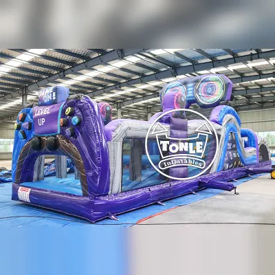 13.5m Purple Gaming Obstacle Course for Kids Rentals